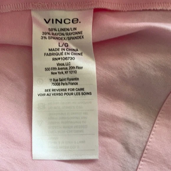 VINCE SQUARE NECK LINEN BLEND PINK MIDI DRESS size large brand new with tags - Picture 9 of 12